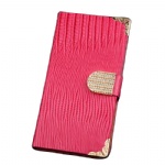 Luxury Lizard Diamond Wallet Leather Case for Apple iPhone 6 Plus Rose style036
