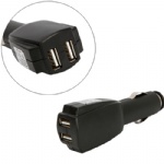 High Quality Universal Dual Port USB Car Charger Adapter BlackStyle008